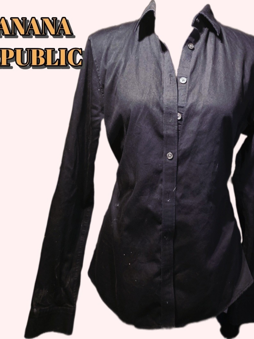 Banana Republic Women's Black Button-Front Tailored Shirt